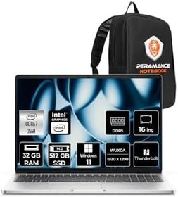 Resim Dell Pro 16 Ultra 7 255U 32GB 512GB SSD Intel Graphics 16" WUXGA W11P Notebook & PER4 Çanta 