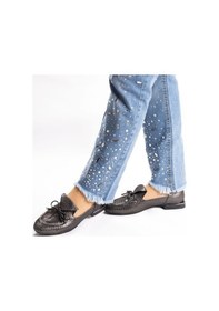 Resim Twoegoist Kadın Hakiki Simli Deri Günlük Babet Ayakkabı 