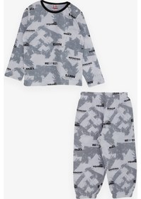 Resim Breeze Erkek Bebek Pijama Takımı Yazı Desenli 9 Ay-3 Yaş, Gri 