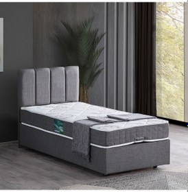 Resim Setaymobilya Baza, Tek Kişilik Defne Baza+Başlık +Comfort Yatak Seti, Gri 