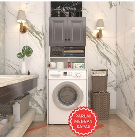 Resim Kenzlife Membran Çamaşır Makinesi Dolabı Hayzum Gribyz Çerçeve 180 66 55 Mebran Kapak Suntalam Gövde Beyaz 