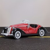 Resim 1:32 Ölçekli Döküm Vintage Araba Modeli Geriye Çekme Eylemi ile Açılabilir Kapılar ve Siyah İç Mekan - Klasik 1950'ler Kırmızı Spor Arabası Tasarımı Masaüstü Dekor ve Koleksiyoncular için, Sevimli Araba Dekoru, Klasik Tasarım Replika 