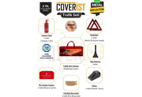 Resim Coverist Trafik ve Ilk Yardım Seti - Muayene Uyumlu 1 kg Araç Yangın Tüpü - 2 Adet Reflektör - Bronze Pack 