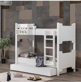 Resim Mdf Profil Ranza , Avrasya Ayrılabilir Ranza , Yavrulu Ranza Beyaz 90 X 190 CM 