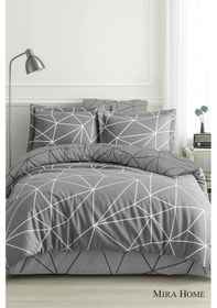 Resim Çift Kişilik Pamuklu Nevresim Takımı Geo Line Gri Çok Renkli 