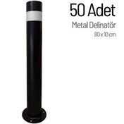 Resim İleri Trafik 50'li Metal Delinatör Seti, Metal Duba 80 x 10 cm 