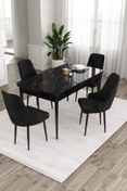 Resim Canisa Concept Ram Serisi 80x132 Açılabilir Mutfak Masası Takımı Siyah Mermer Desen Masa 4 Siyah Sandalye 
