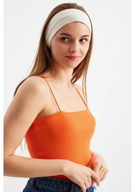 Resim Kadın %100 Pamuklu Penye, Kaymaz, Terletmez, Ultra Hafif, Spor Saç Bandı Bandana - Tek Ebat / Bej Bej 