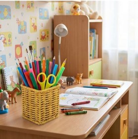 Resim Buffer Kare Hasır Dokulu Plastik Rattan Kaşıklık & Çatallık Askılı Kendiliğinden Tutm Çok Renkli 
