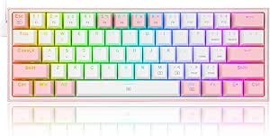 Resim Redragon K617 Fizz RGB Red Switch Kablolu White/Pink Compact Gaming (Oyuncu) Klavye 