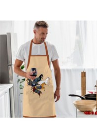 Resim Figüratif At Tasarımlı Mutfak Önlüğü Keten Kumaş, Uluslararası Yıkama Ve Solmama Sertifikası Çok Renkli 