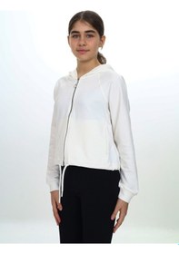 Resim Toontoy Kız Çocuk Kapüşonlu Fermuarlı Reglan Kol Örme Hırka - Beli Ayarlanabilir Kordonlu & 2 İplik Ekru 