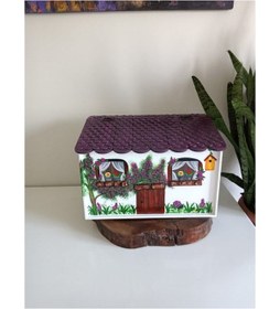 Resim El Boyaması Ev Şeklinde Çatılı Ahşap Ekmeklik Karışık 