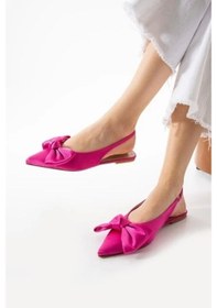 Resim Cenya Fuşya Saten Babet Ayakkabı Çok Renkli 