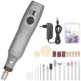 Resim Youtek 12v Mini El Taşlama Seti, 5000-15000 Rpm 3 Hız Ayarı, 24 Parça Aksesuarlı, Gri, Eu Fiş 