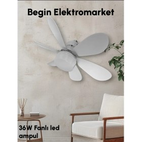 Resim 36W 6 Kanatlı Tavan Vantilatör Uzaktan Kumandalı LED Işıklı 