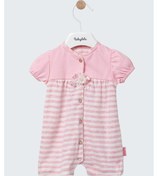 Resim Altı Çıtçıtlı Pembe Kız Bebek Bayramlık Barbatöz Tulum 12666 Beyaz - Pembe 