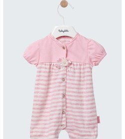 Resim Altı Çıtçıtlı Pembe Kız Bebek Bayramlık Barbatöz Tulum 12666 Beyaz - Pembe 