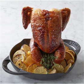 Resim STAUB Döküm Fırında Tavuk Pişirici 24 cm Siyah 