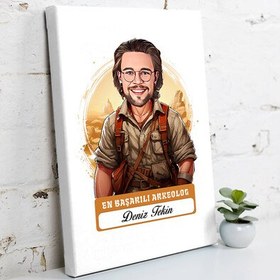 Resim Karikatürlü En Başarılı Erkek Arkeolog Kanvas Tablo 