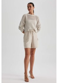 Resim Defacto Yüksek Bel Kısa Paça Keten Karışımlı Şort A8258AX23HSER37 