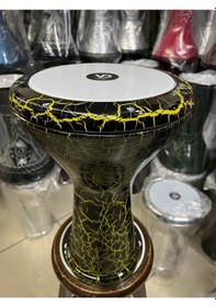 Resim Vatan Alüminyum Döküm Sarı-siyah Çatlak Desenli Darbuka/çömlek Kod7614 