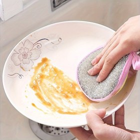 Resim 5 Adet Çift Taraflı Sünger - Kalın Polyester Dayanıklı Bulaşık Yıkama Süngeri, Aşındırıcı ve Ashındırılmayan Yüzeyler, Yuvarlak Temizlik Bezleri Mutfak Eşyaları, Tencere ve Tavalar İçin - Ticari ve Ev Kullanımı, Etkili Ovma Dokusu 