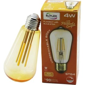 Resim Pileli Store Elitled St-64 4W - E27 Gold Color Flament LED Rustik Ampul 500LUMEN Kırılmaz Gövde (4887) 