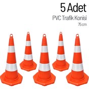 Resim İleri Trafik 5'li PVC Trafik Konisi Seti 75 cm Trafik Dubası 