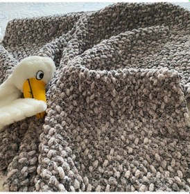 Resim Bebek Battaniyesi Kahve Bej Kadife Kırçıllı 100 X 92Cm Kahverengi 