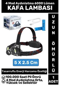 Resim Profesyonel Kamp Avcı Balıkçı Deprem 4 Mod Aydınlatma 6000 Lümen Güçlü Işık Kafa Lambası Çok Renkli 