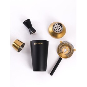 Resim Vosco VSCG-3 3 Parça Golden Bar Kokteyl Seti, Siyah 