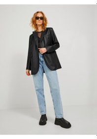 Resim Jack&jones Jjxx Oversize Uzun Kol Deri Kadın Ceket - Minimalist Tarz Siyah 