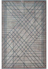 Resim Art At002m Mavi Geometrik Desen Modern Halı Triko Akrilik Viskon Boyama Yüksek Sıklık Ipek Serisi-758 Mavi 