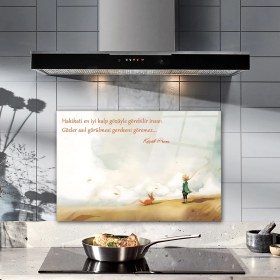 Resim Decorita Cam Ocak Arkası Koruyucu | Küçük Prens - Kalp Gözü | 40cm X 60cm 
