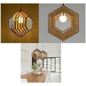 Resim Eva Model Lazer Kesim Ahşap Sarkıt Lamba Çok Renkli 