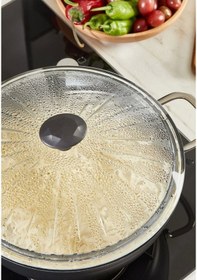 Resim Borcam Kapak Isıya Dayanıklı Tava Tencere Ve Sahan Uyumlu Tepelikli Şık Desenli 28 Cm Kapak Beyaz 