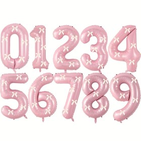 Resim 32 İnç Pembe Folyo Balon, 5 Şampanya Kurdeleleri ile, Numaralar 0,1,2,3,4,5,6,7,8,9 Büyük Boy Alüminyum Doğum Günü Partisi Süslemeleri, Oda Dekorasyonu, Düğün Kutlamaları İçin Uygun 