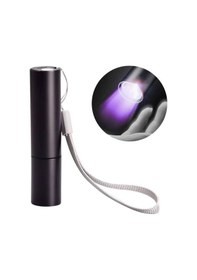 Resim Ollevra Mini Cep Boy Led Uv Mor Işık El Feneri Oje Kurutucu Para Kontol Cihazı Usb İle Şarj Olur Siyah 