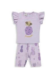 Resim Ananas Baskılı 6-18 Ay Takım - Lila 