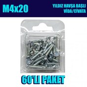 Resim M4X20 Yıldız Havşa Başlı (Yhb) Vida/Civata 60 Adet Diğer