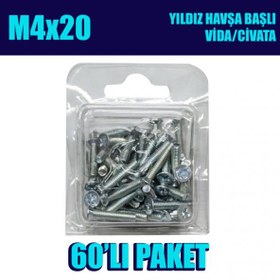 Resim M4X20 Yıldız Havşa Başlı (Yhb) Vida/Civata 60 Adet 