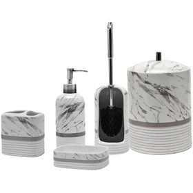 Resim Primanova Bergama Silver Banyo Seti Seramik 5 Parça 