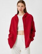 Resim Oversize Fermuarlı Sweatshirt Kapüşonlu Cepli İçi Polarlı 