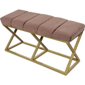 Resim Evodeko Altın - Kahve Bench Puf 