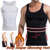 Resim Erkekler için Yüksek Esneklik Bel Kontrolü Şekillendirici Yelek - Göbek Sıkılaştırıcı & Göğüs Şekillendirme Dikişsiz Vücut Formu Tank Top Yazlık Fitness, Kilo Verme, Dış Mekan Sporları ve Günlük Giyim İçin (Bir Beden Büyük Alın) 