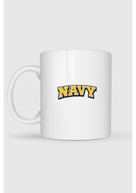 Resim Navy Baskılı Kupa Bardak Beyaz 