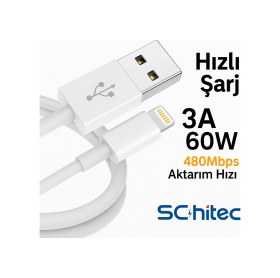 Resim Schitec 3 Paket 3a 60w Usba To Lightning Hızlı Data Ve Şarj Kablosu 1 Metre/ 2 Metre/ 3 Metre Beyaz 