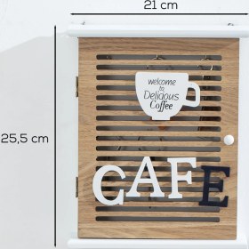 Resim 2067 Duvara Montajlı Dekoratif Anahtarlık Dolabı - Duvar Askılı Anahtar Saklama Kabini 21X25,5CM 