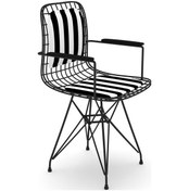 Resim Knsz kafes tel sandalyesi 1 li mazlum syhtuan kolçaklı sırt minderli ofis cafe bahçe mutfak 